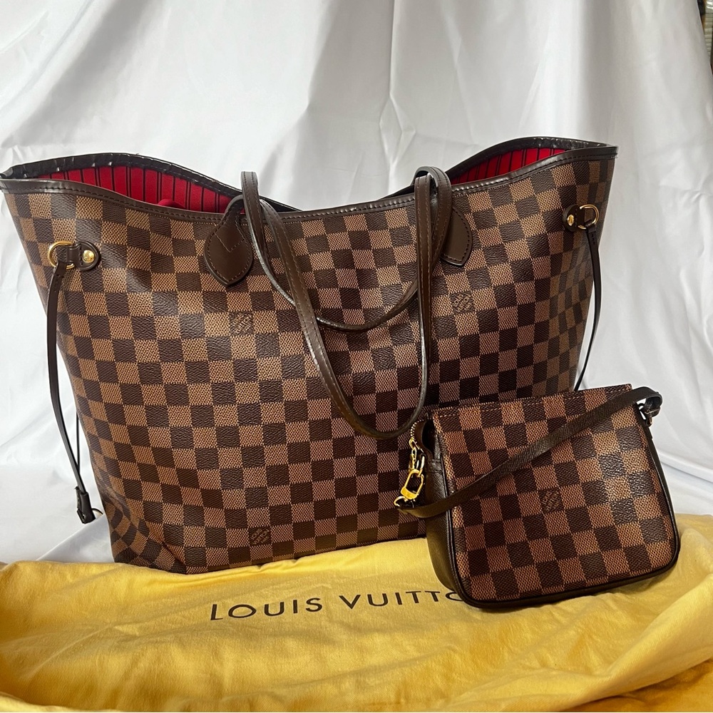 Louis Vuitton GM Neverfull Damier Ebene & Trousse Makeup handbag